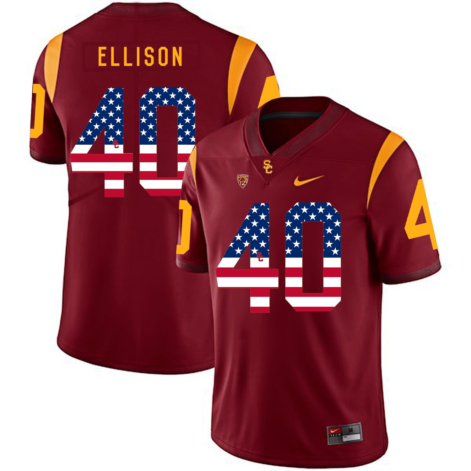 Men USC Trojans #40 Ellison Red Flag Customized NCAA Jerseys->customized ncaa jersey->Custom Jersey
